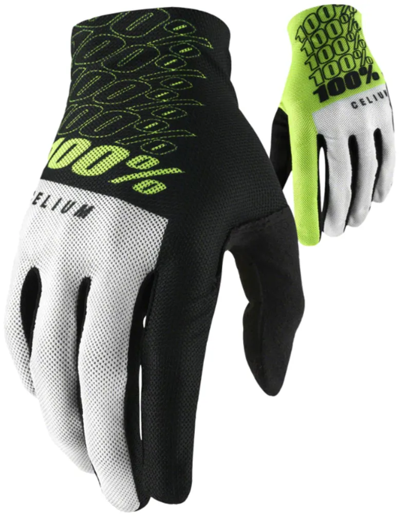 100% Celium Long Fingered Cycling Glove in Fluo Yellow